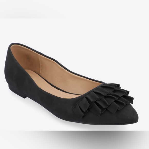 Journee Coll. Judy Black Ruffled Pointed Toe Ballet Slip On Flat Shoe 6 … - Picture 2 of 16
